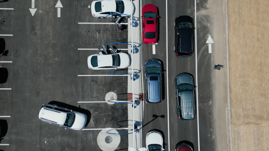 Overhead photo of Tsunami Express parking lot